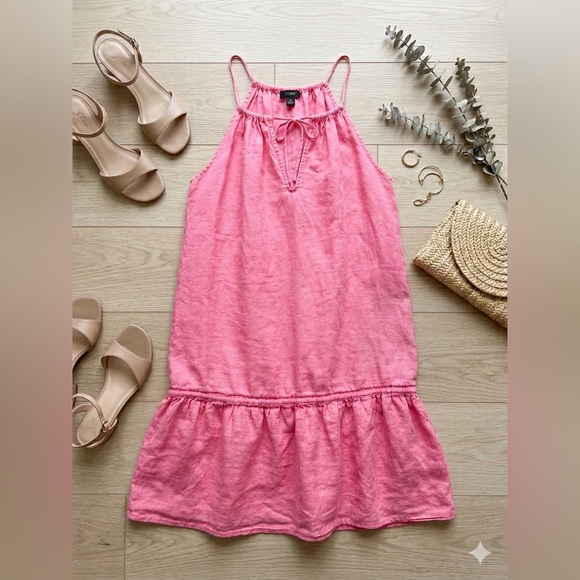 J. Crew Coral Pink Halter Beach Cover-Up Dress - Picture 2 of 9